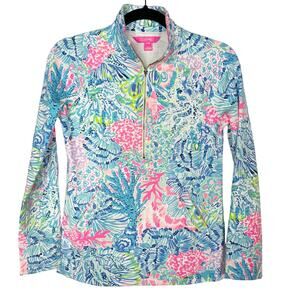 Lilly Pulitzer XXS Blue Green Pink Skipper Popover Bali Blue Sway This Way UPF50